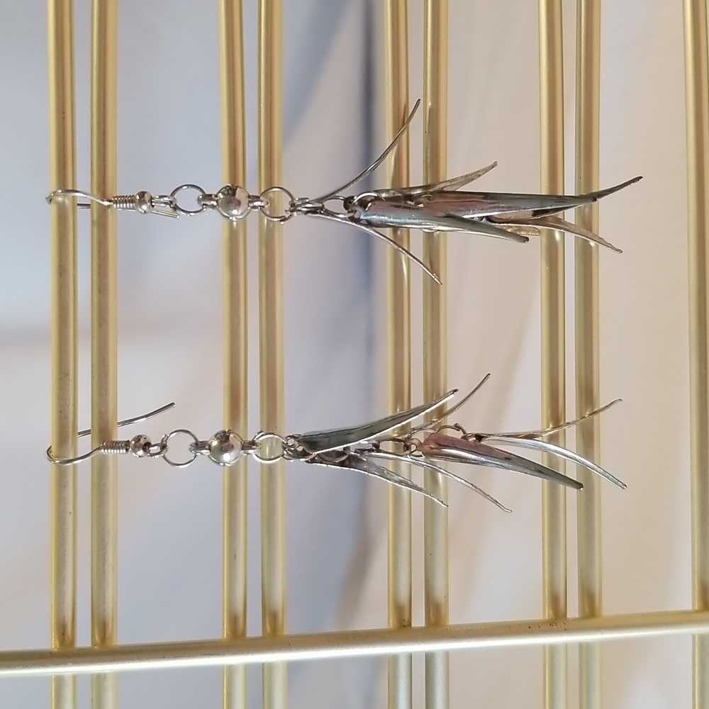 Silver Fish Hook Dangly Earrings